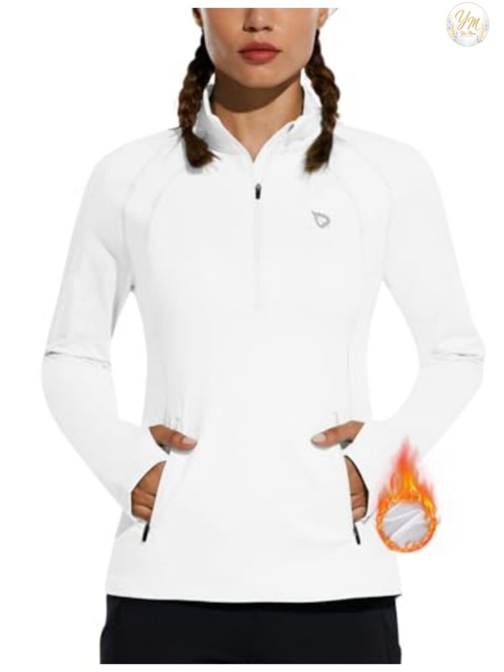 Fleece Running Jacket Half-Zip Pullover Thermal Athletic Fitted